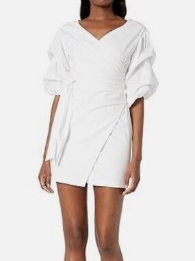 Astr the label white cotton wrap dress.